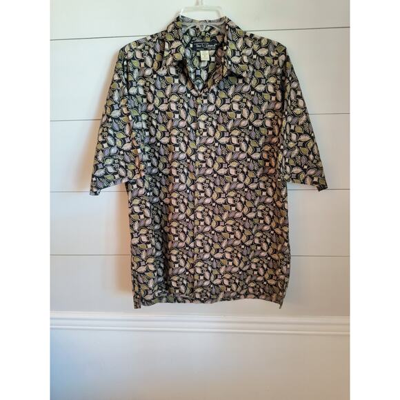 Tori Richard Hawaiian Button Down Shirt Men's Size M Black Tropical Short Sleeve - Picture 6 of 14
